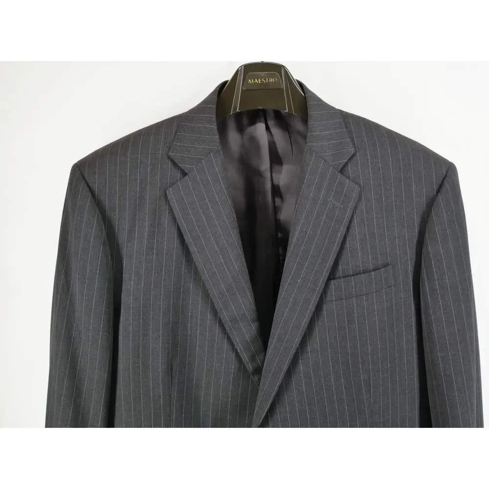 Brooks Brothers 1818 Madison Suit Pinstripe Gray 46R 41W Wool Trabaldo Togna